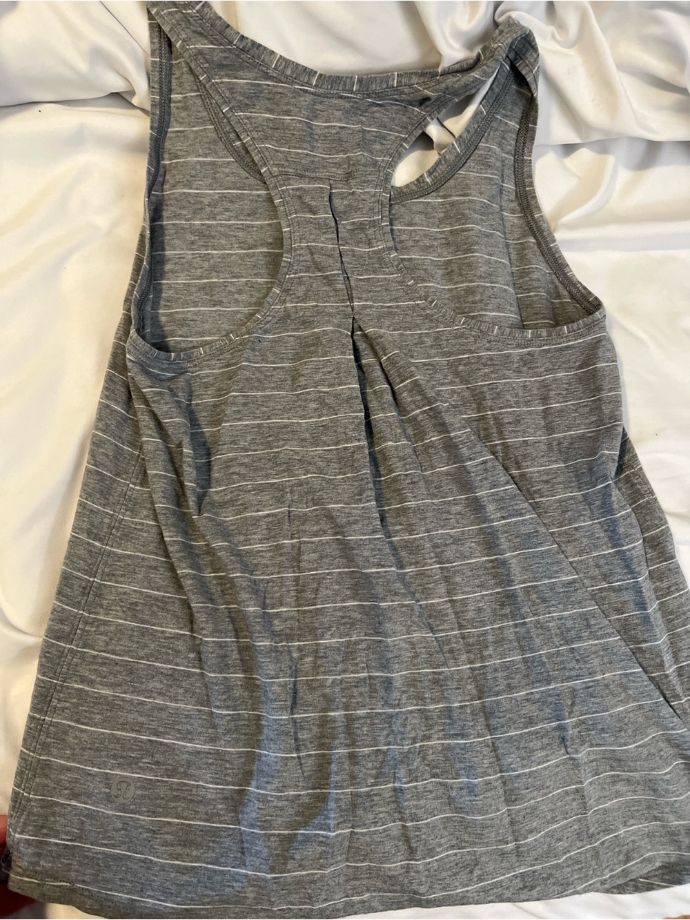lululemon Gray White Stripe Cool Racerback Tank Top EUC